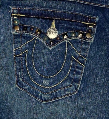 True Religion Billy Straight Leg Flap Pockets Women's Blue Jeans