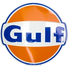 GULF OIL GASOLINE 24" X LARGE ROUND SIGN METAL TIN EMBOSSED LOGO BARN GARAGE