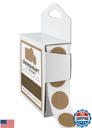 ChromaLabel Round Label Permanent Kraft Dot Stickers, 1000 Labels per Dispens