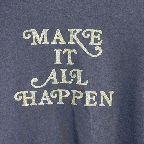 NWT Ban.Do | Gray Sweatshirt with Make It All Happen Glitter Graphic Size Medium - Picture 2 of 5