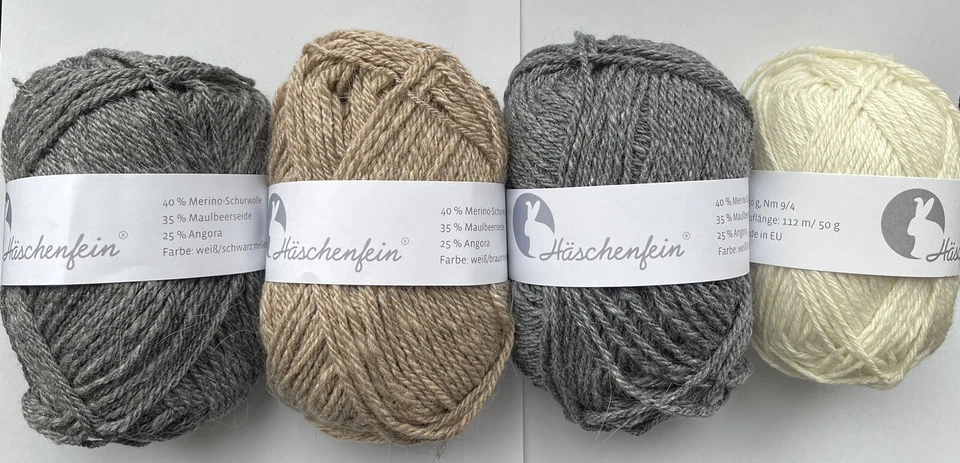 Häschenfein Garn Stricken Seide Angora Merino 4 Farben Nm 7/3 LL 112m 500g - Bild 2 von 4