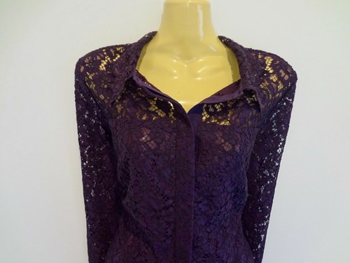 *DAVID LAWRENCE* STUNNING PURPLE LACE TAILORED SHIRT FOR ANY OCCASION sz12 NWOT! - Picture 2 of 2