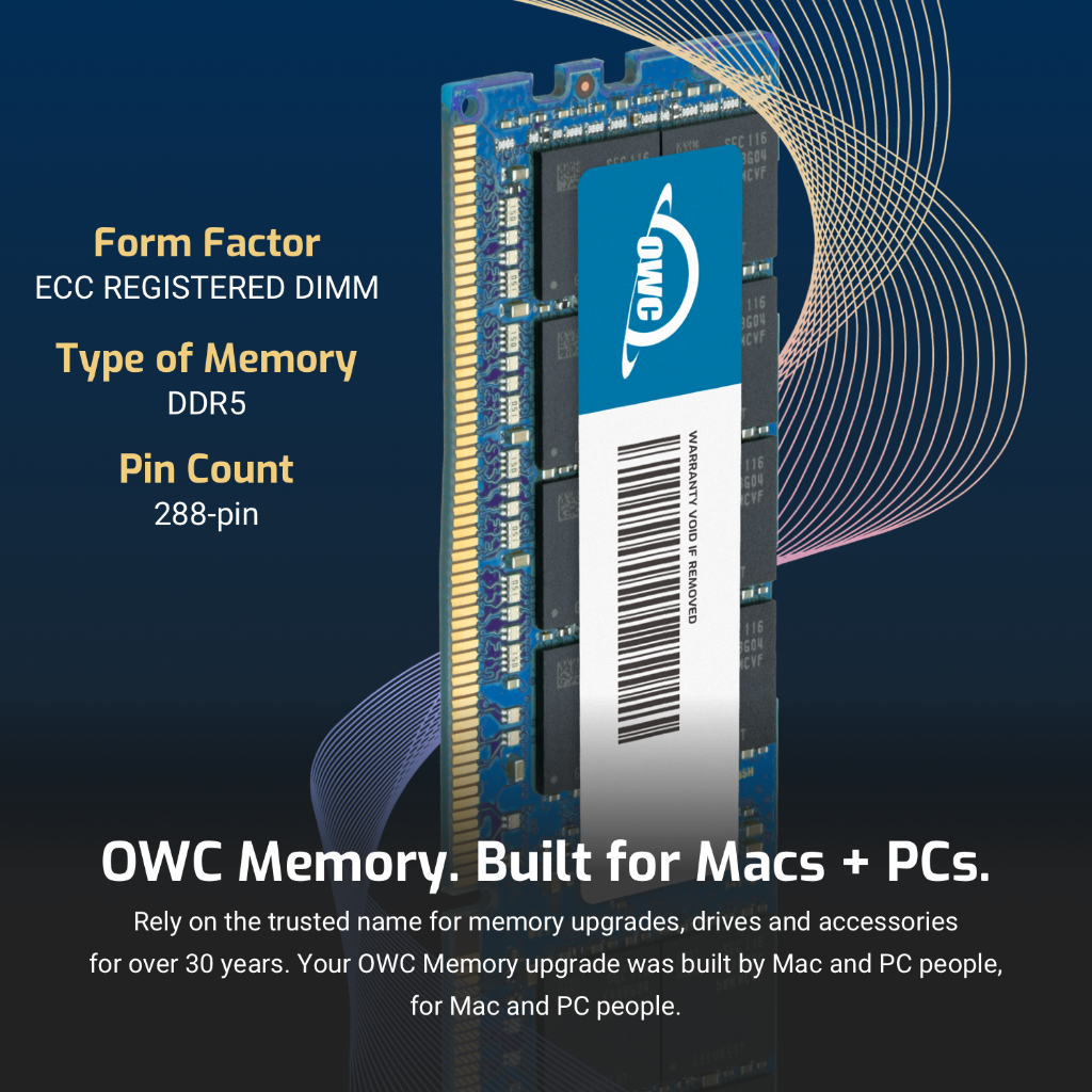 OWC 1TB (8x128GB) DDR5 4800MHz 4Rx4 ECC Registered RDIMM 288pin