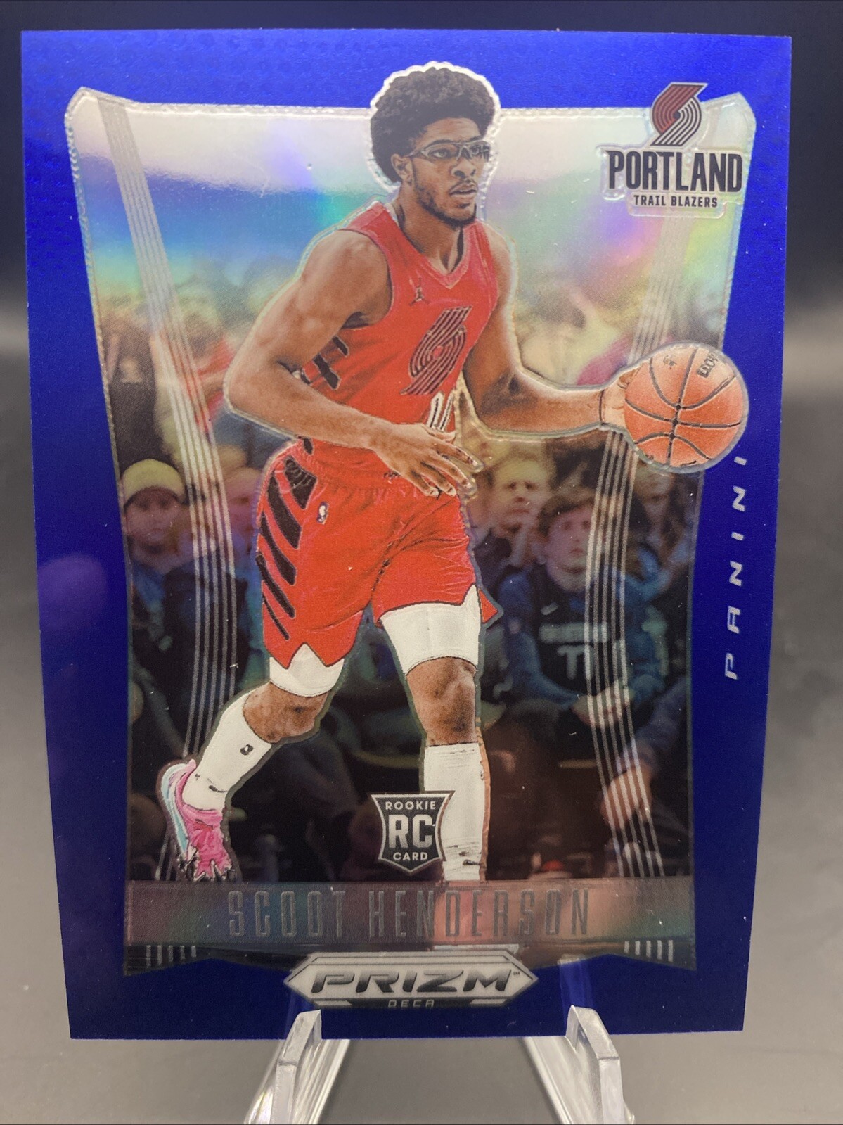 Scoot Henderson 2023-24 Panini Prizm Deca Blue Refractor Prizm Rookie Card /149