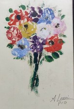 Quadretto dipinto su cartoncino "Mazzo di Fiori" firmato da  "A. Leoni" (28x38)