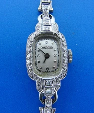 Diamond Platinum LADY'S WATCH by CONCORD TIMEPIECE 1910s Art Deco