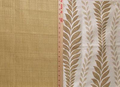 Beige Copper Fabric Embossed Gold Leaf Pattern Uphostery Light Weight 2 Pcs 