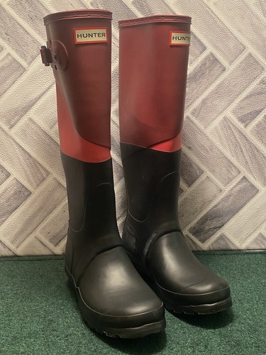 Color Block Red/Maroon/Black Rain Boots 