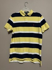 Polo by Ralph Lauren Blue and Yellow Striped Short Sleeve Polo Men  s Size L