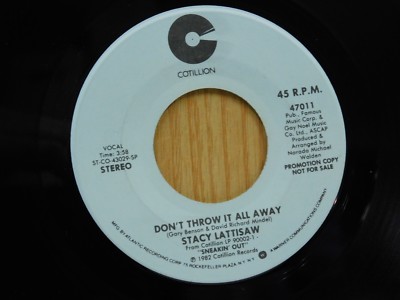 Stacy Lattisaw DJ 45 Don't Throw It All Away stereo bw mono - Cotillion VG++ 