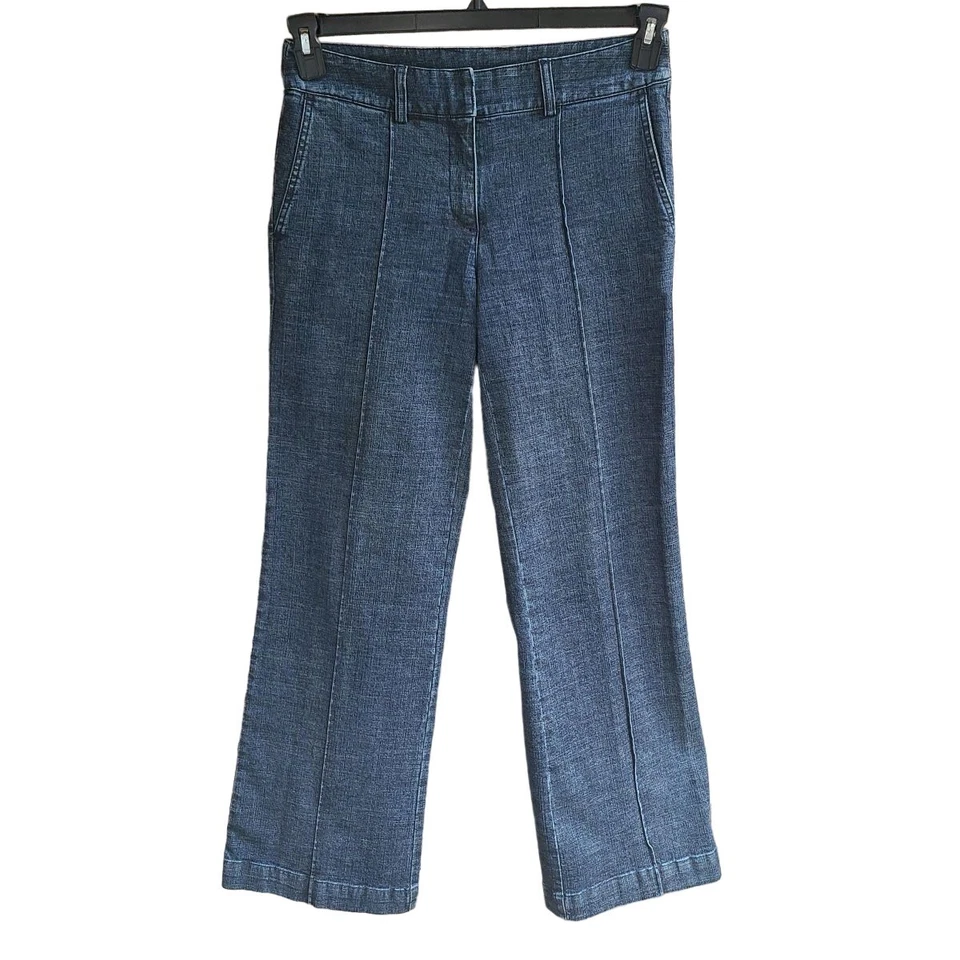 Pantalones de mezclilla informales de esquina para mujer de pierna recta azul lavado oscuro talla 6 Foto 2 de 4