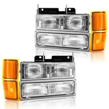 Headlights For 1994-1998 Chevy Silverado Obs Ck 1500 2500 3500 W Bumper Lamps