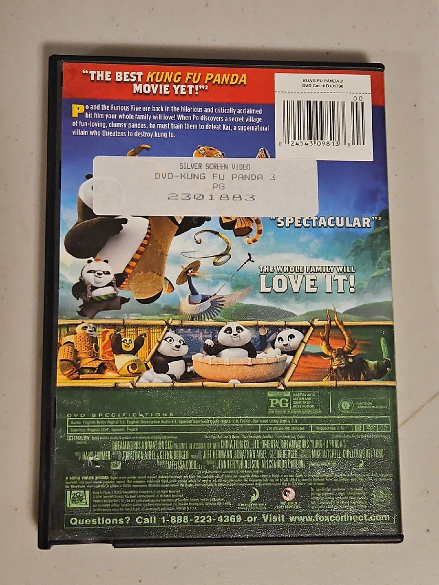 Kung Fu Panda 3 (DVD, 2016) Jack Black, Angelina Jolie, Jackie