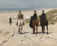 Morning Ride along the Beach 1876 Horse Painting Giclee Print on Fine Art Paper