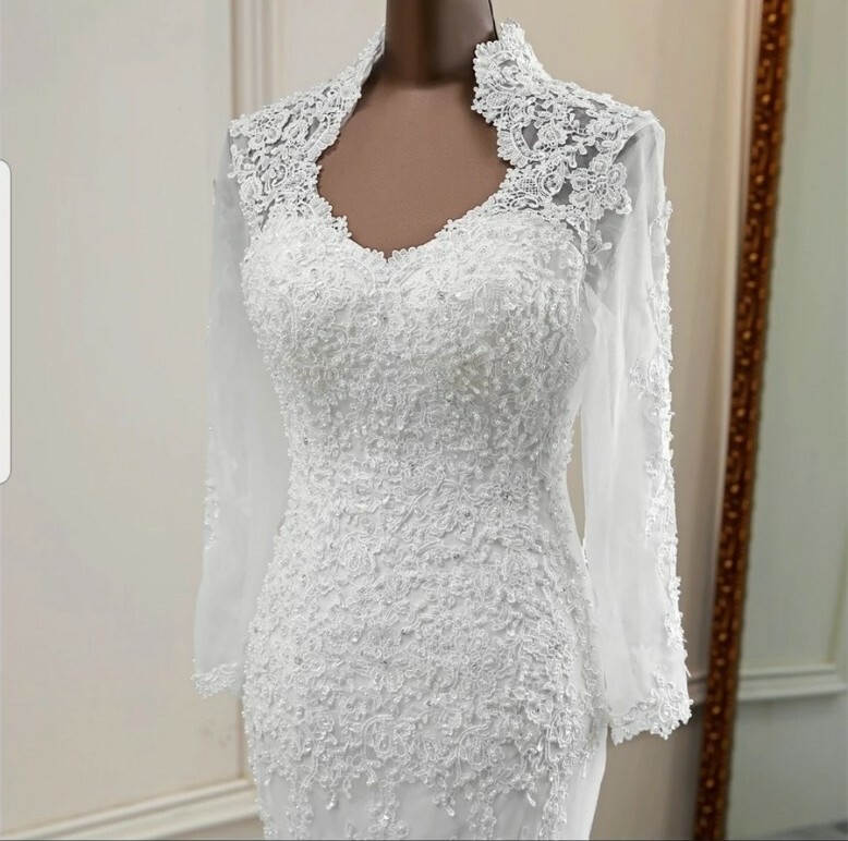 Off-the-Shoulder Beaded Lace Mermaid Wedding Dress | David's Bridal Off-the-Shoulder Beaded Lace Mermaid Wedding Dress | David's Bridal