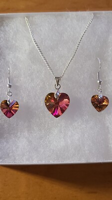 Austrian Crystal Heart Necklace & Earring Set