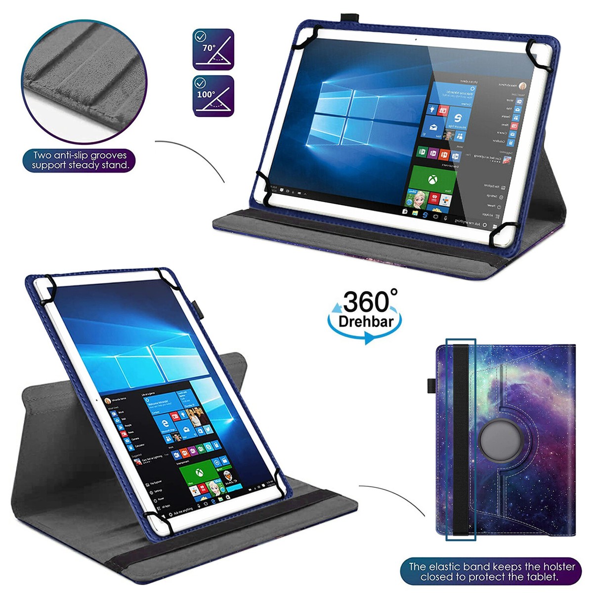 Custodia 360° Con Girevole Per Tablet XGODY P70 PRO 4G 10.36" – Protezione Antiurto In Pelle Sintetica, Lonfeid