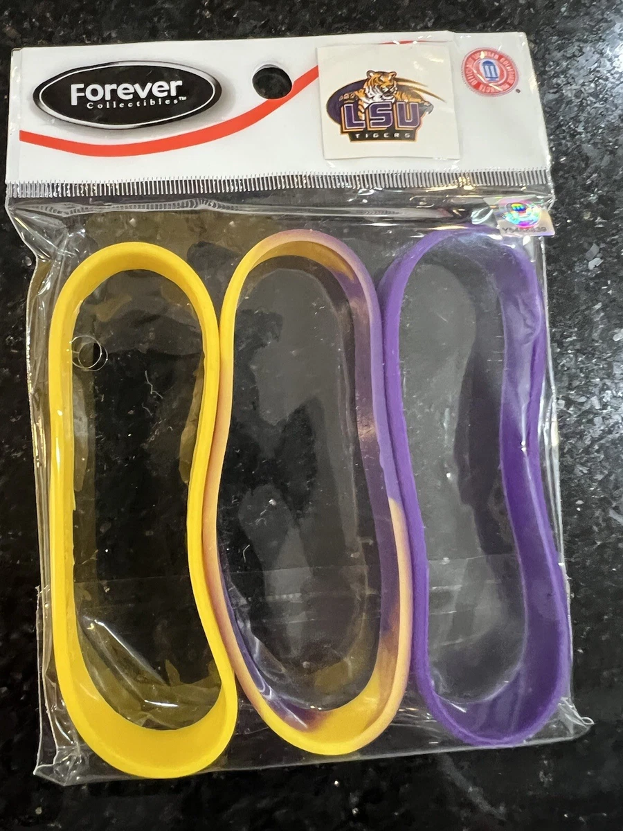 LSU Geaux Tigers NCAA silicone 3 pack wristband set bracelet set