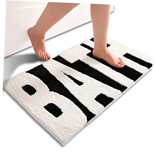 Bathroom Rug Bath Mats for Bathroom Non Slip Floor 16×24inch Black and White eBay