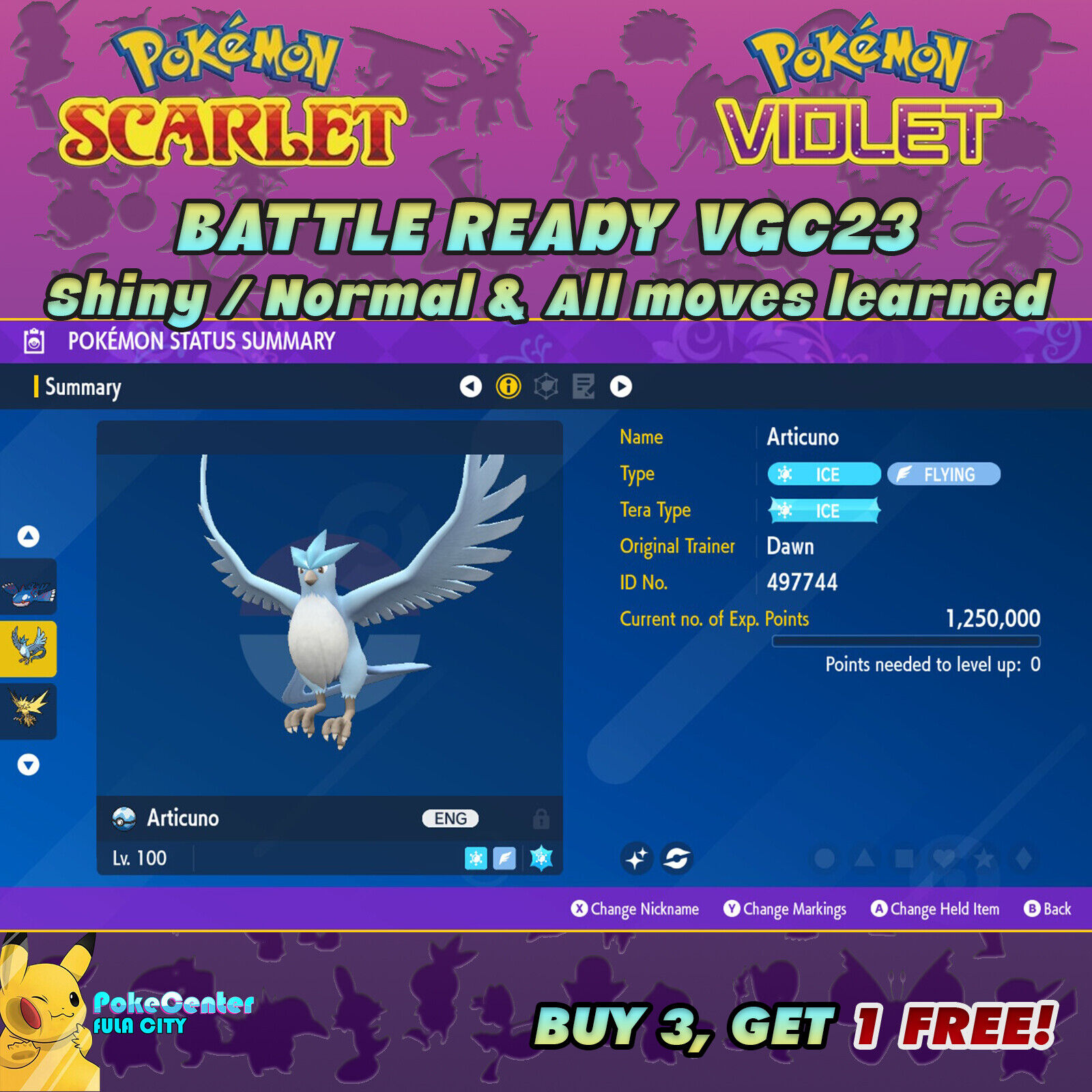 Articuno Shiny 6IV // Pokemon Scarlet & Violet // EV Trained