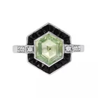 Art Deco Style Lab-Created Diamond Green Amethyst Onyx Ring 14k White Gold FN
