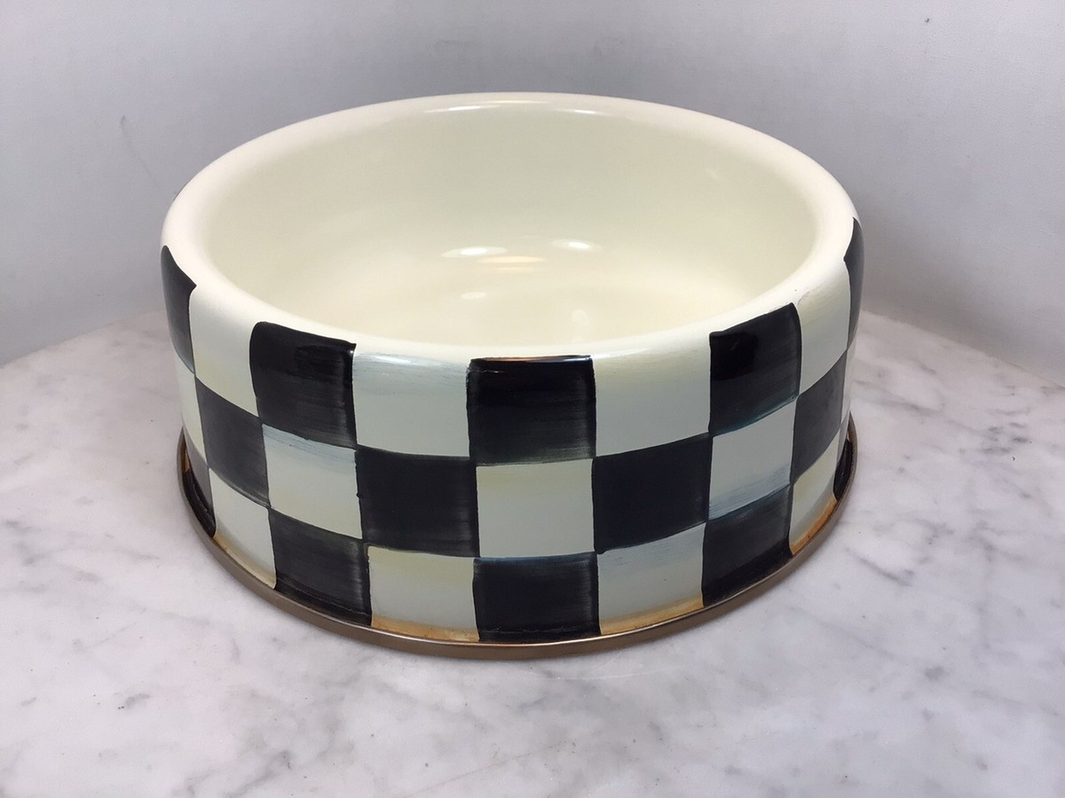 MacKenzie Childs Courtly Check Pet Dish Dog Bowl 8” Wide