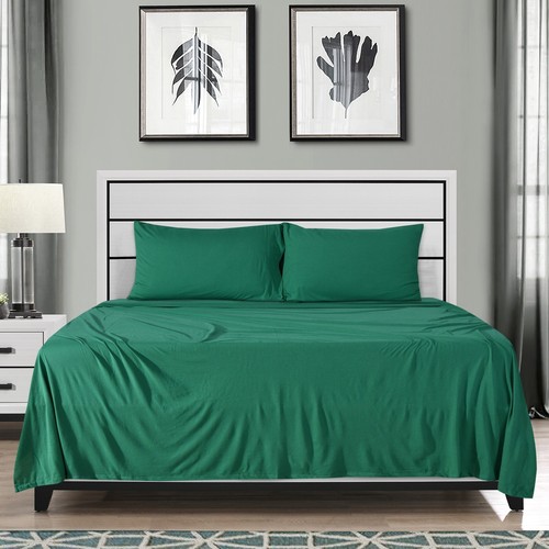 Cotton Jersey Knit Fabric 4 Piece Stretchy Bed Sheet Set Twin XL/Queen/King Size - Picture 68 of 114