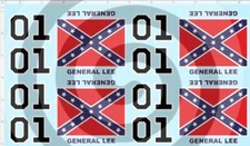 White Toner 1:64 Waterslide ERTL General Lee Replacement Decals 