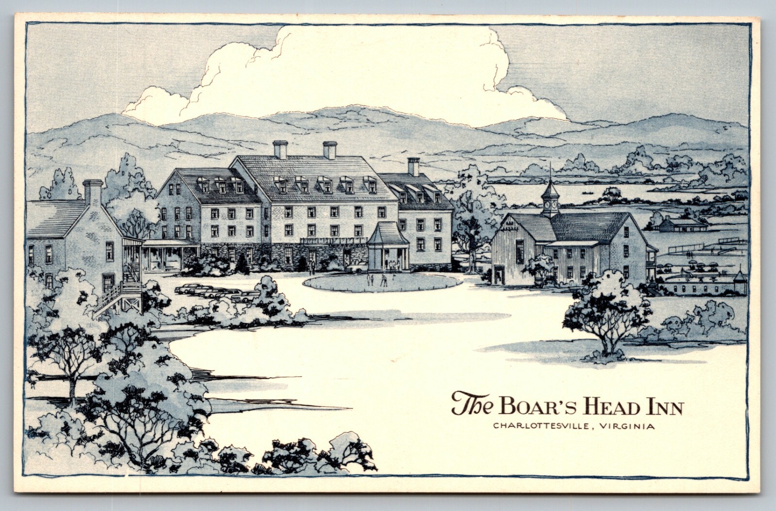 THE BOAR'S HEAD INN CHARLOTTESVILLE VIRGINIA OLD MILL ROOM VTG POSTCARD