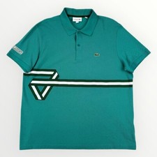 LACOSTE Regular Fit Stripe Print Polo Pique Knit Short Sleeve Shirt RARE Men XXL
