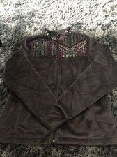 FILA Womens Gray/MultiColor Fleece Zip Up Jacket Size Medium EUC