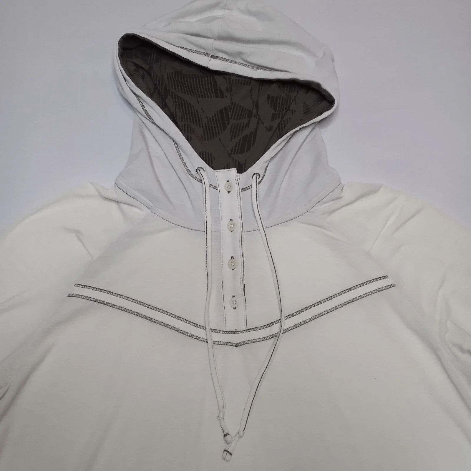 OFF WHITE T shirt con cappuccio North Face 1 4 con bottoni collo a guscio donna XL bianco sporco e grigio