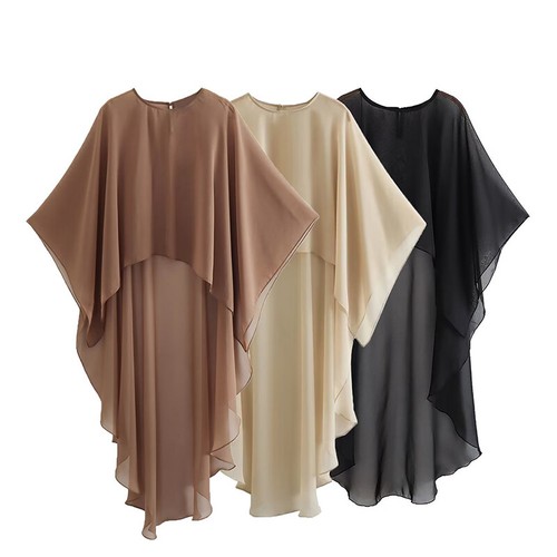 Giacca mantello estiva poncho tulle donna tunica sciolta top vacanze asimmetrici - Foto 3 di 14
