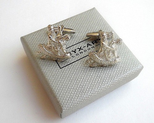 "TRADITIONAL BALLROOM DANCERS" SHINY SILVER Style CUFF LINKS in a GIFT BOX-NEW