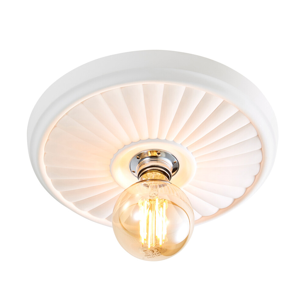 Litecraft Carn Flush Traditional Medium Paintable Plaster Ceiling Rose - White