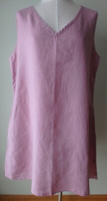 FLAX Designs  Linen V NECK TUNIC  S      NWT  BLOSSOM