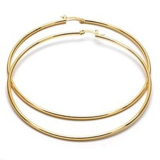 Extra Large Real Gold Plated Round Hoop Earrings 14k Gold layered 70mm x 2mm 