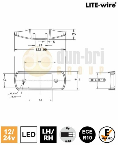 LITE-Wire M50 12/24V LED Heckmarkierungsleuchte Reflektor Fliegenkabel LKW Anhänger - Bild 3 von 3