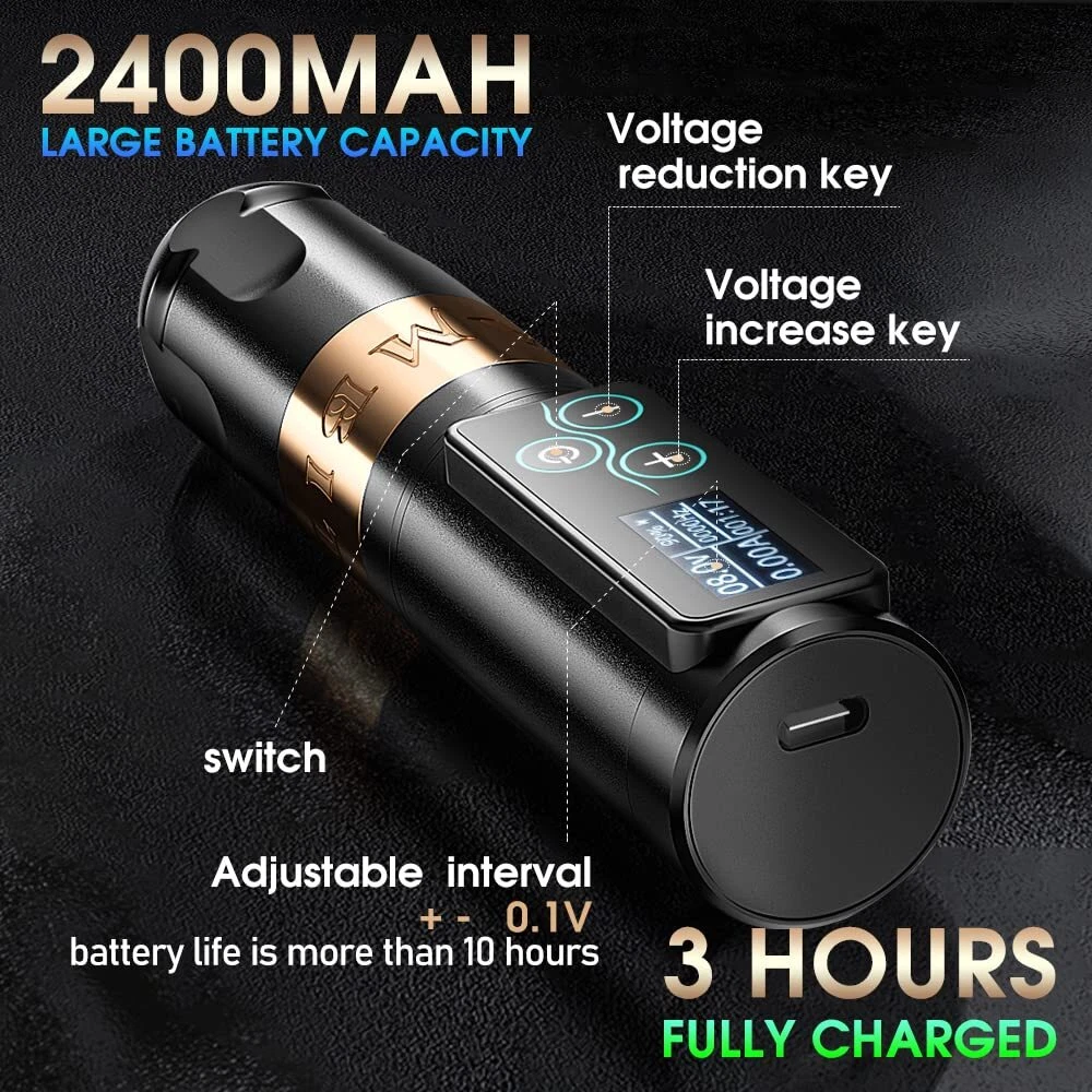 Ambition Wireless Tattoo Machine Rotary Pen Touchscreen Battery Pack 2400mAh LED - product detail image 6