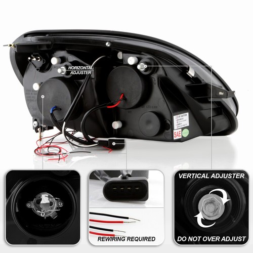 Black 1998-2004 Mercedes-Benz R170 SLK230 SLK320 LED Halo Projector Headlights - Picture 5 of 10