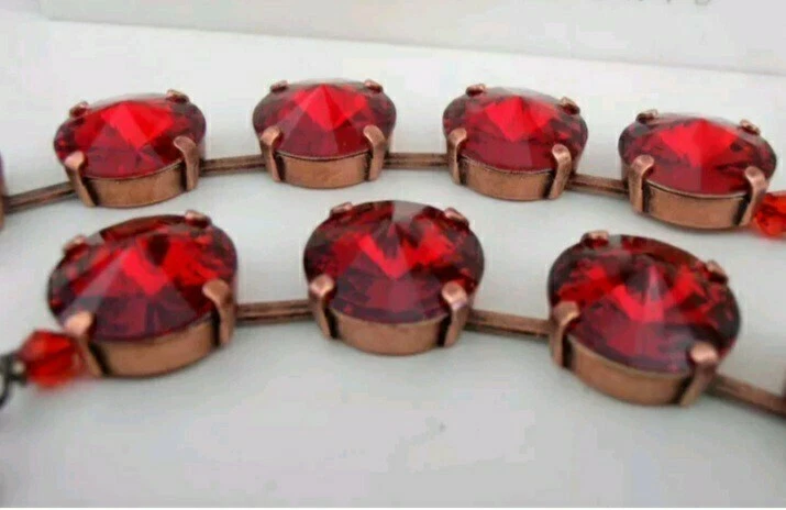 Collar de Cristal Siam Rojo Rivoli Anna Wintour Joyería Copa Tenis Cadena Cobre Foto 3 de 4