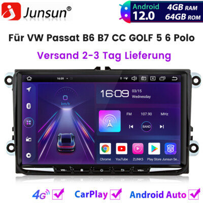 4+64GB 8 Core Android Autoradio Carplay GPS Navi Für VW Passat B6 B7 CC GOLF 5 6