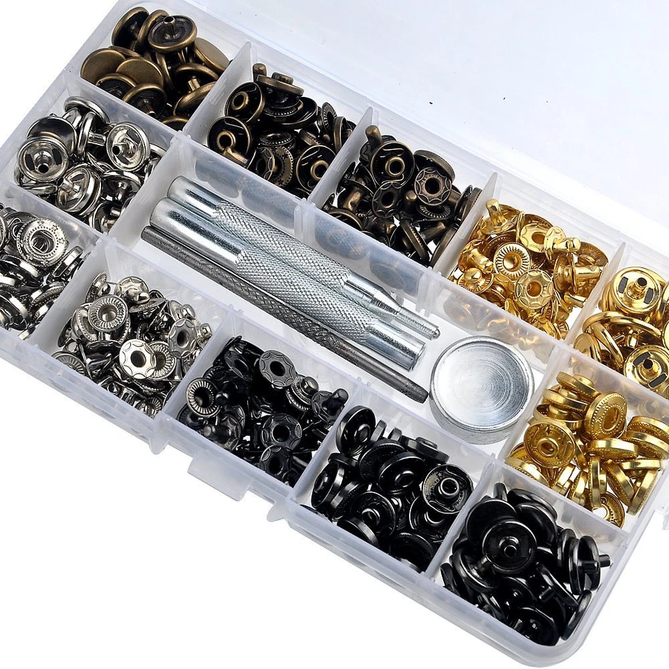 Metal Snap Press Fastener Stud Popper Button Leather Fabric Jean Fixing Tool Kit - Image 2 of 4