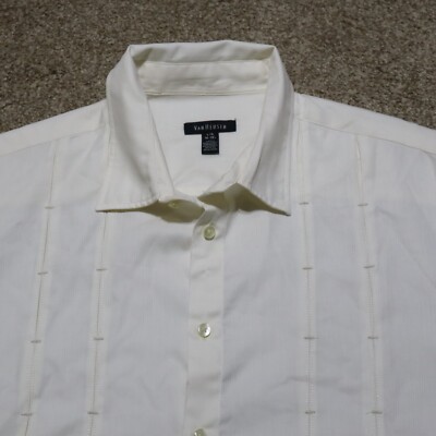 Van Heusen White Dress Button Down Shirt Long Sleeve Men's Size 16-16.5 |  eBay