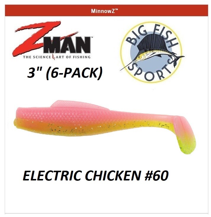 Z-Man MinnowZ 3 inch Soft Paddle Swimbait PICK YOUR COLOR NEW! (6 PACK)  #GMIN