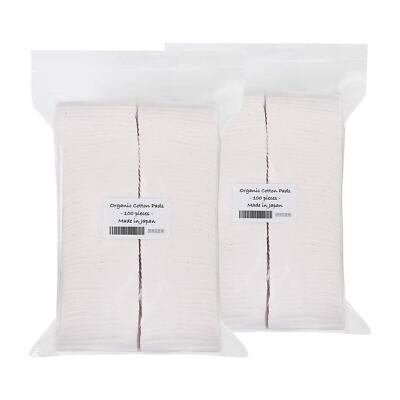Organic Cotton Pads 100-Piece Unbleached Made in Japan 2-Pack for Gentle Care