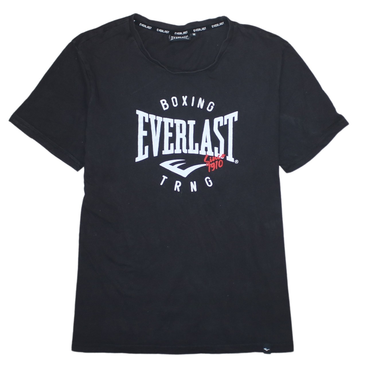 Everlast Mens T Shirt Black Cotton Boxing Logo Print Lightweight Crew Neck M