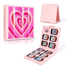 Game Card Case for Switch Lite/Switch OLED, Love Heart Shiny Reflective Pink
