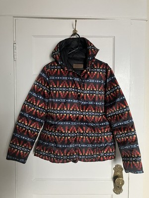 Pendleton Women s Medium Sula Reversible Down Hooded Snap Jacket Aztec Tribal