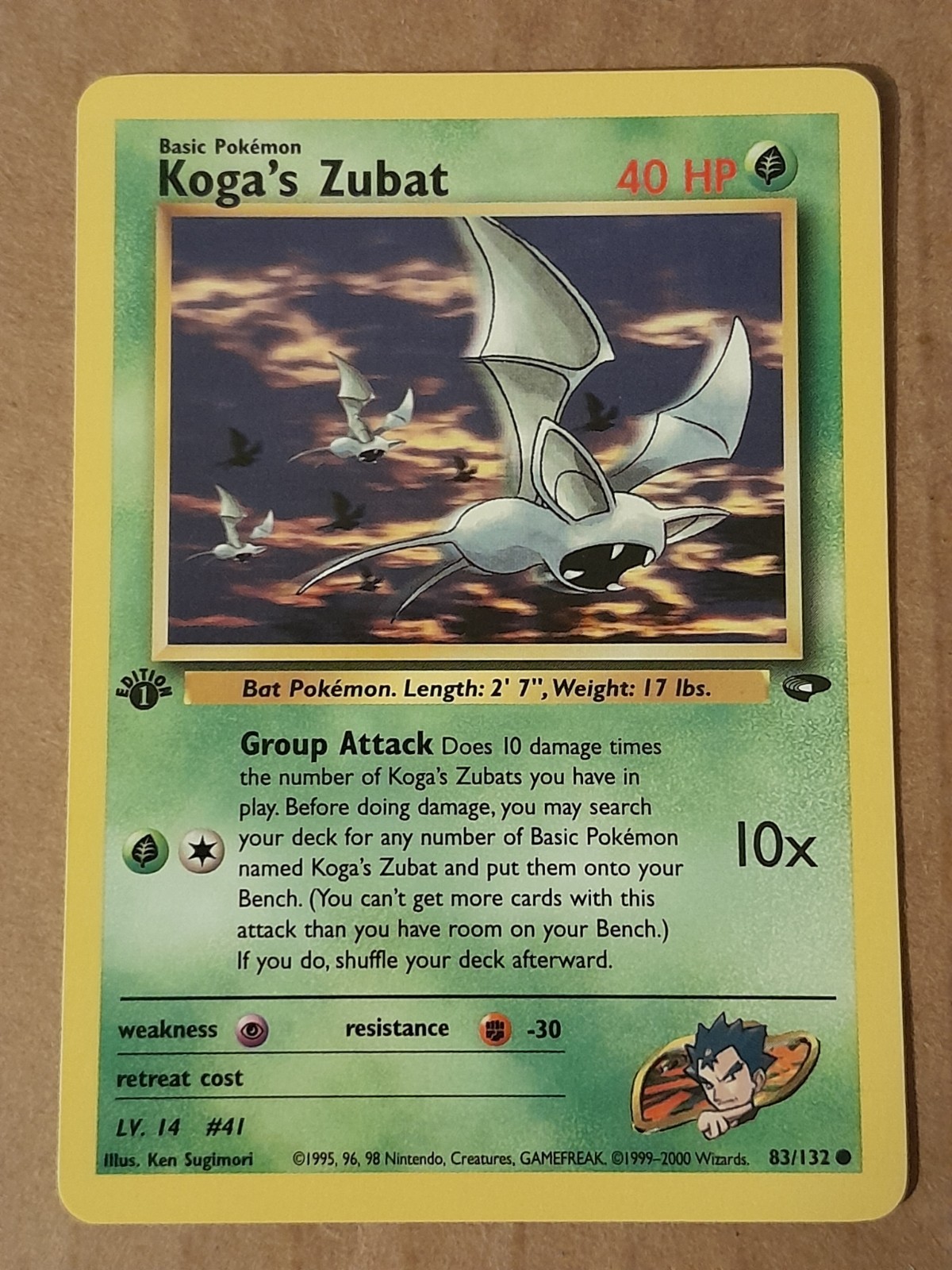 Koga's Zubat 83/132 1st Edition Gym Challenge NM See Picture